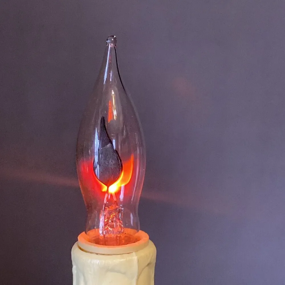Vintage Christmas Window Candle Wax Drip ORNATE HOLLY BASE Electric Corded